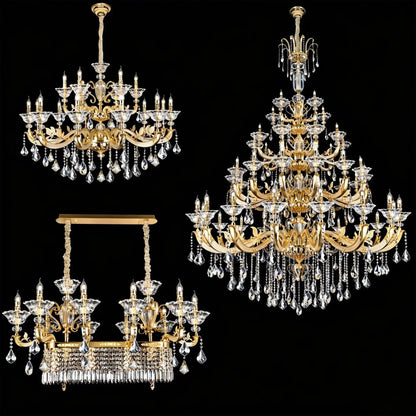 Eternal Baroque Revival Chandelier Series with Diamond-Inspired Crystal-Studded Light Arms - Zelno Lighting