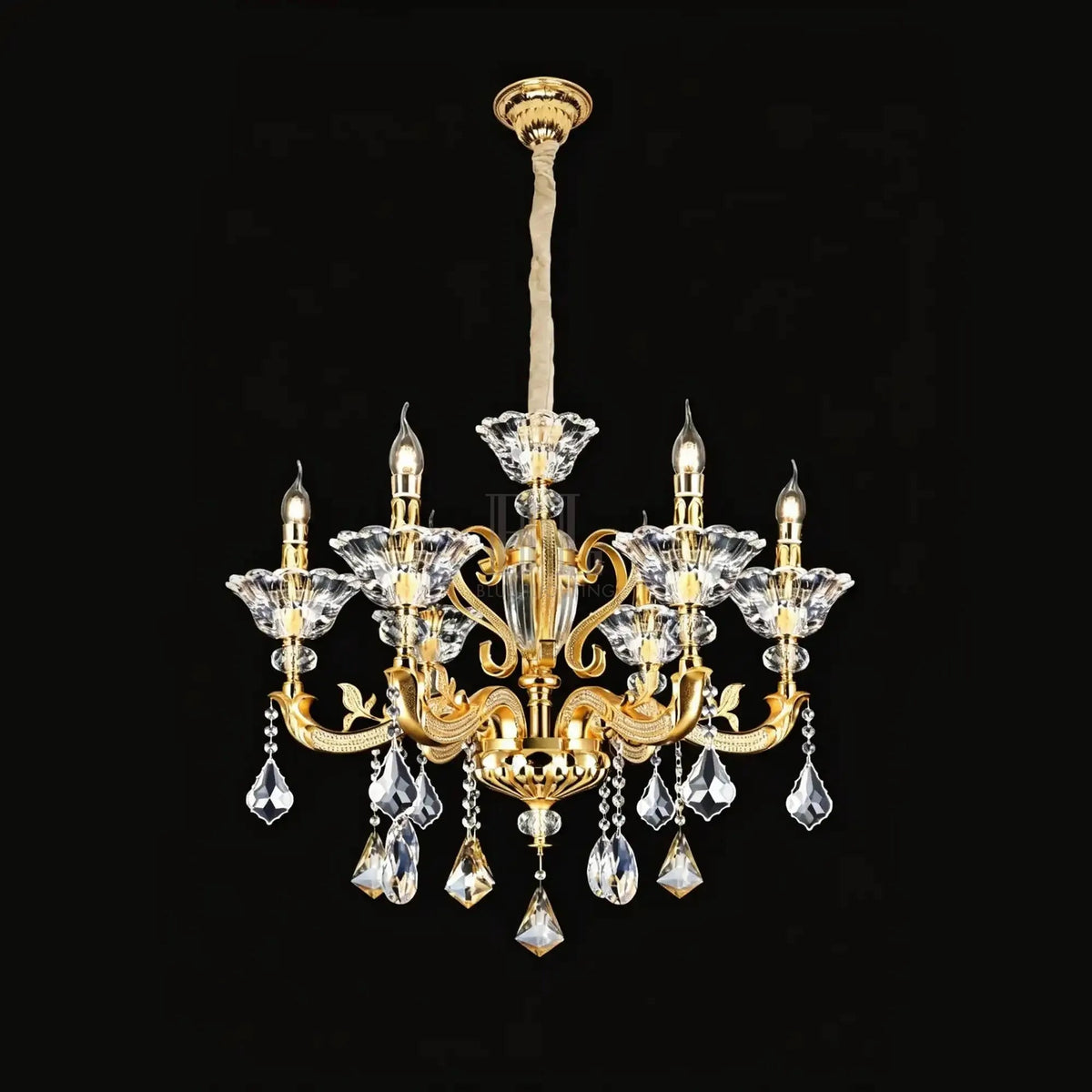 Eternal Baroque Revival Chandelier Series with Diamond-Inspired Crystal-Studded Light Arms - Zelno Lighting