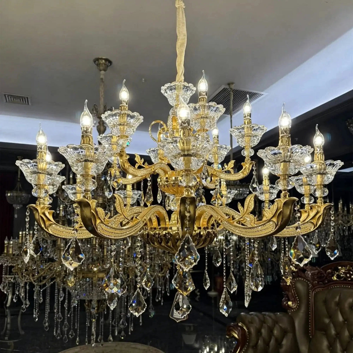 Eternal Baroque Revival Chandelier Series with Diamond-Inspired Crystal-Studded Light Arms - Zelno Lighting