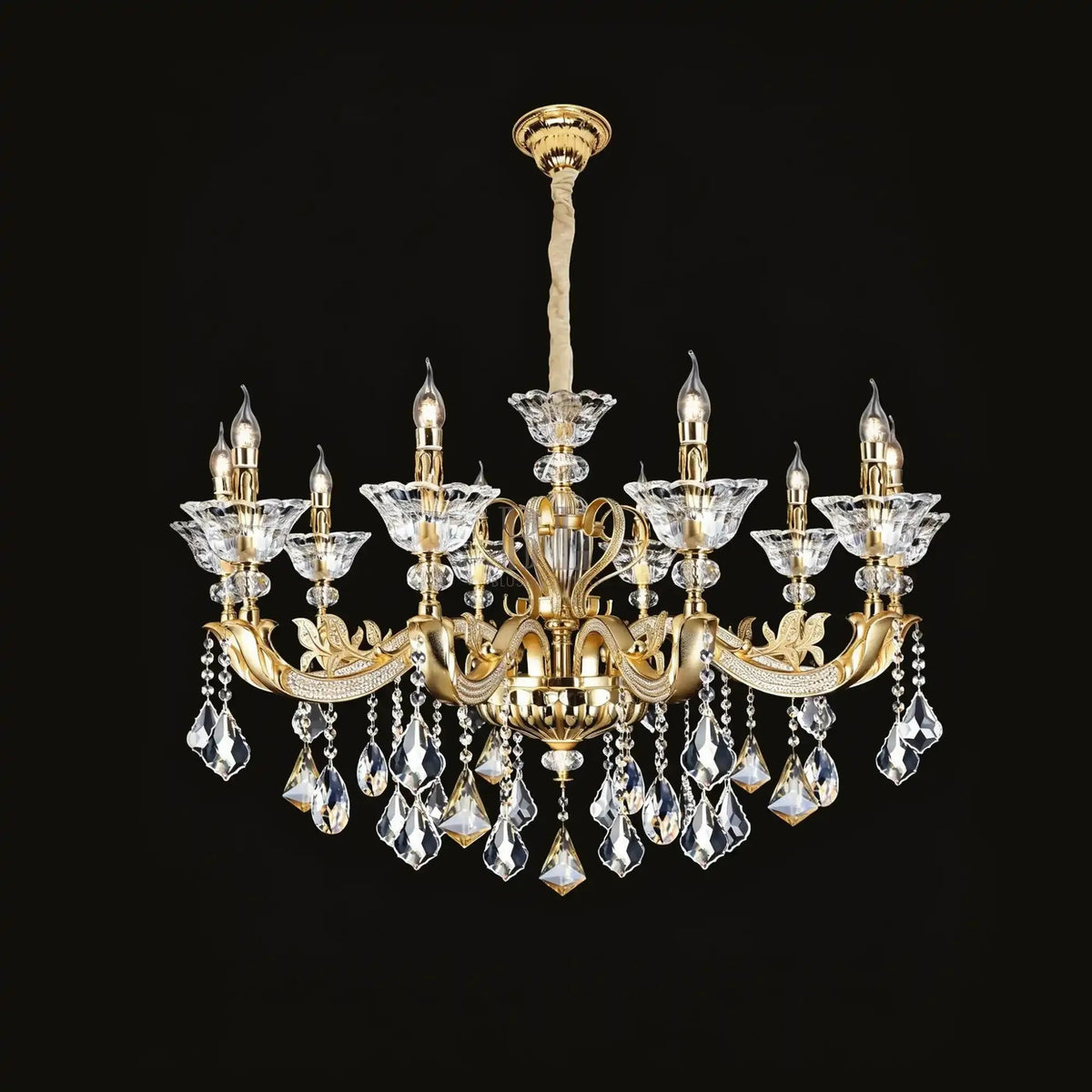 Eternal Baroque Revival Chandelier Series with Diamond-Inspired Crystal-Studded Light Arms - Zelno Lighting