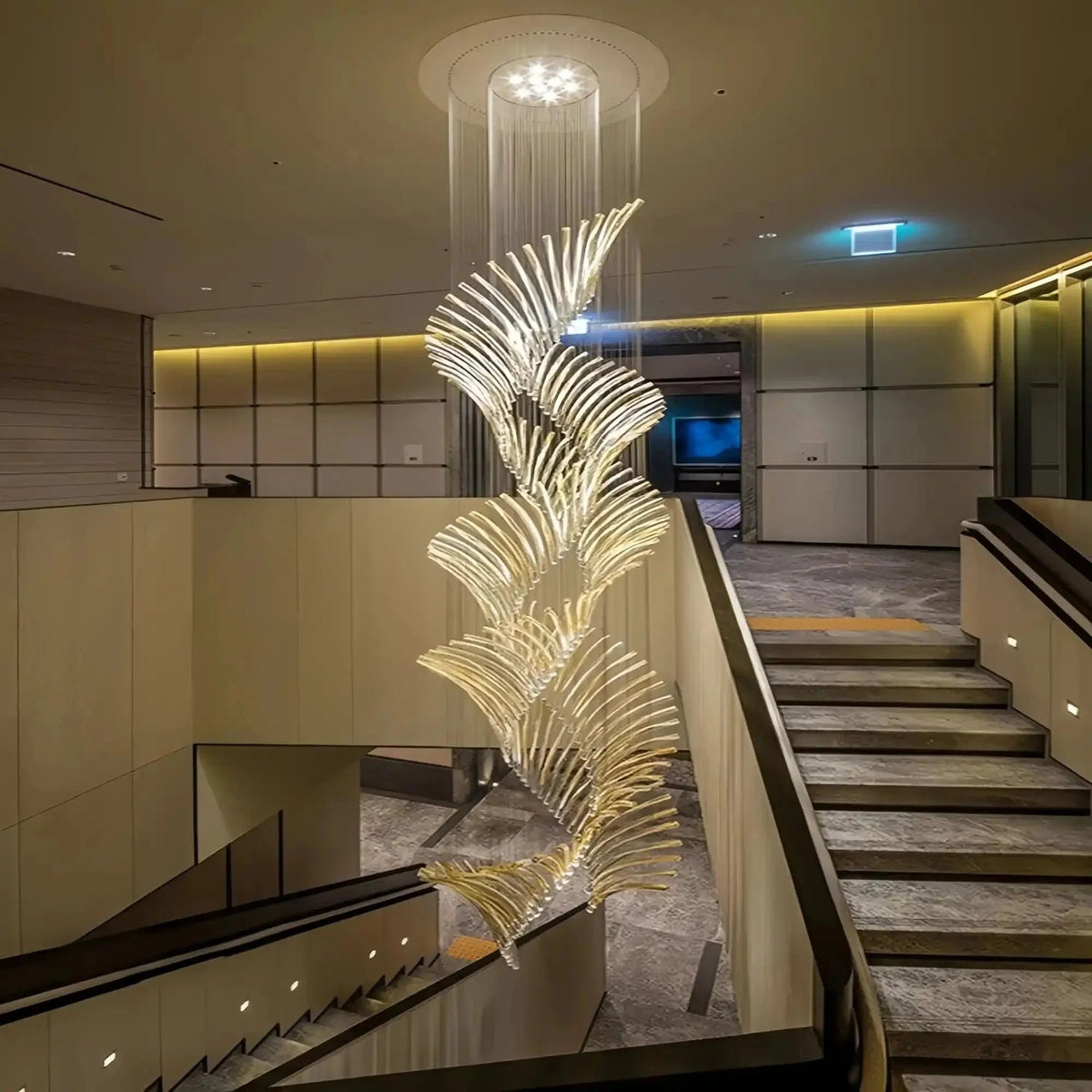 European Style Spiral Glass Chandelier for Staircase/Foyer/Hotel/Villa - Zelno Lighting
