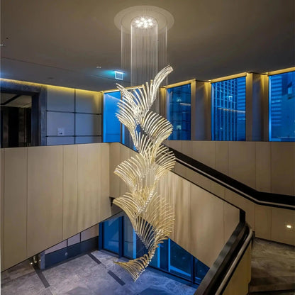 European Style Spiral Glass Chandelier for Staircase/Foyer/Hotel/Villa - Zelno Lighting