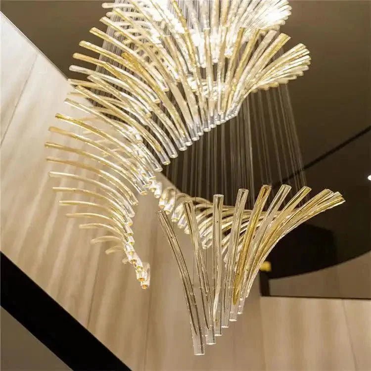 European Style Spiral Glass Chandelier for Staircase/Foyer/Hotel/Villa - Zelno Lighting
