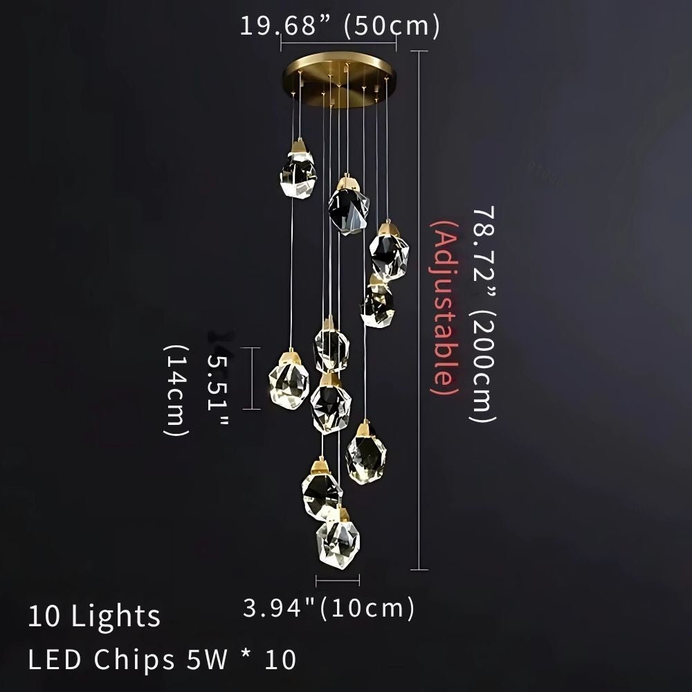 Eve Modern Crystal Chandelier for Staircase - Zelno Lighting