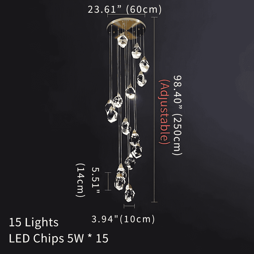 Eve Modern Crystal Chandelier for Staircase - Zelno Lighting