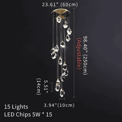 Eve Modern Crystal Chandelier for Staircase - Zelno Lighting