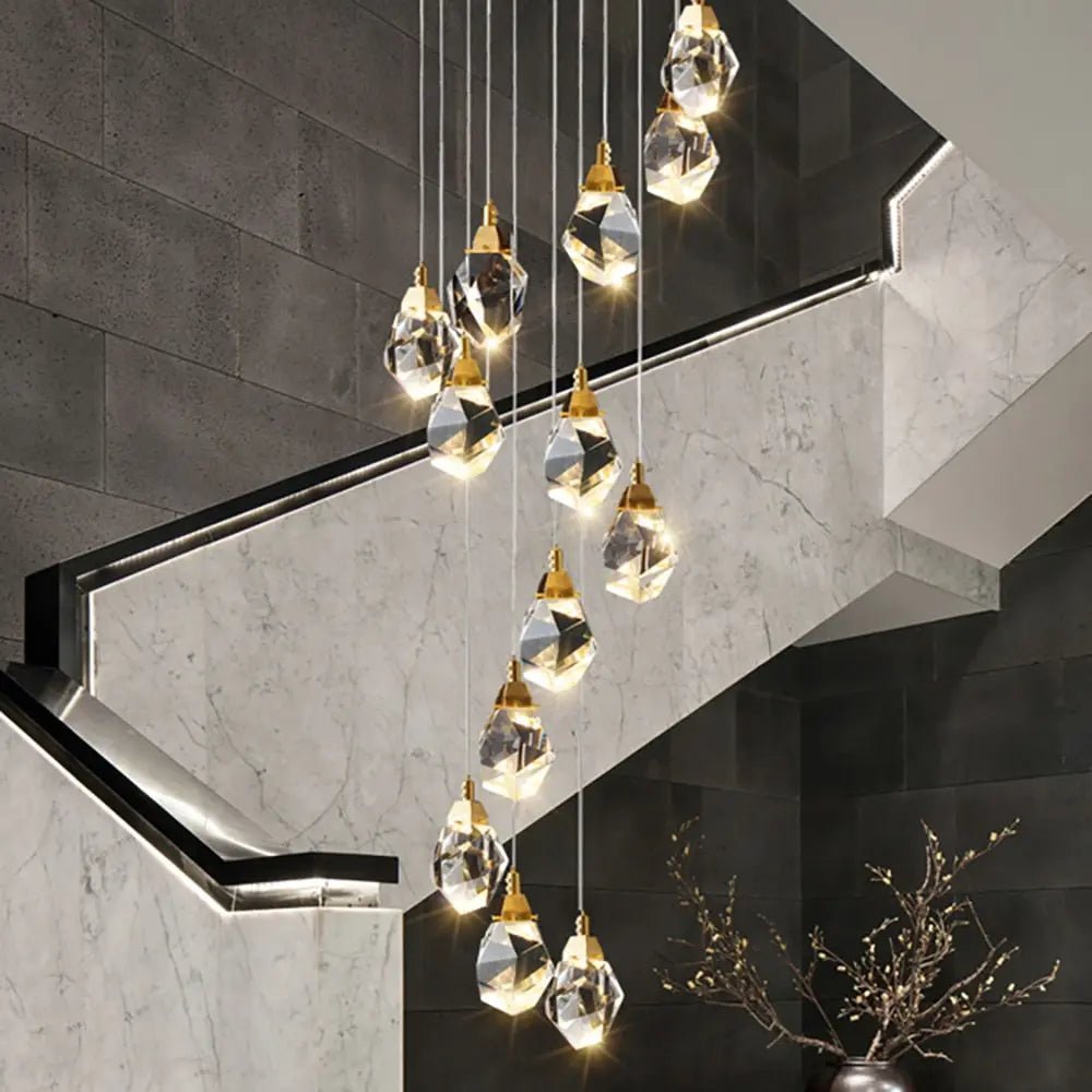 Eve Modern Crystal Chandelier for Staircase - Zelno Lighting