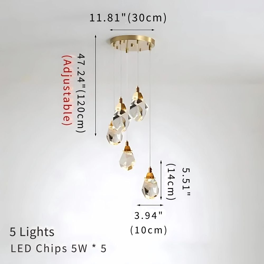Eve Modern Crystal Chandelier for Staircase - Zelno Lighting