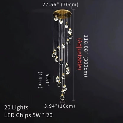 Eve Modern Crystal Chandelier for Staircase - Zelno Lighting