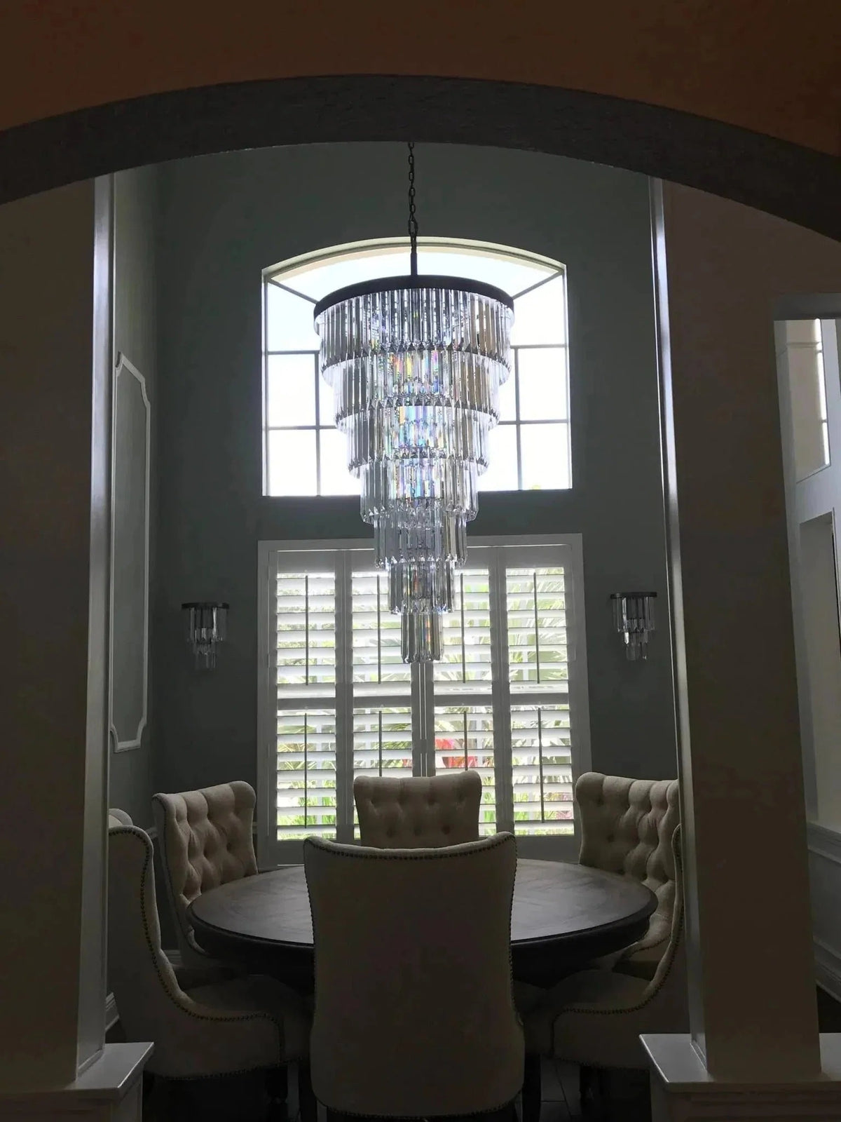 Extra Large 7-Tier Luxury Crystal Chandelier in Black/Coffee/Gold/Chrome Finish Color - Zelno Lighting