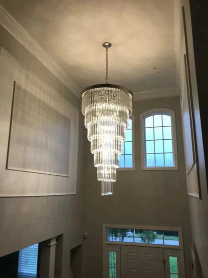 Extra Large 7-Tier Luxury Crystal Chandelier in Black/Coffee/Gold/Chrome Finish Color - Zelno Lighting