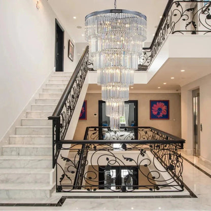 Extra Large 7-Tier Luxury Crystal Chandelier in Black/Coffee/Gold/Chrome Finish Color - Zelno Lighting