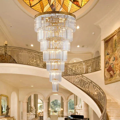 Extra Large 7-Tier Luxury Crystal Chandelier in Black/Coffee/Gold/Chrome Finish Color - Zelno Lighting