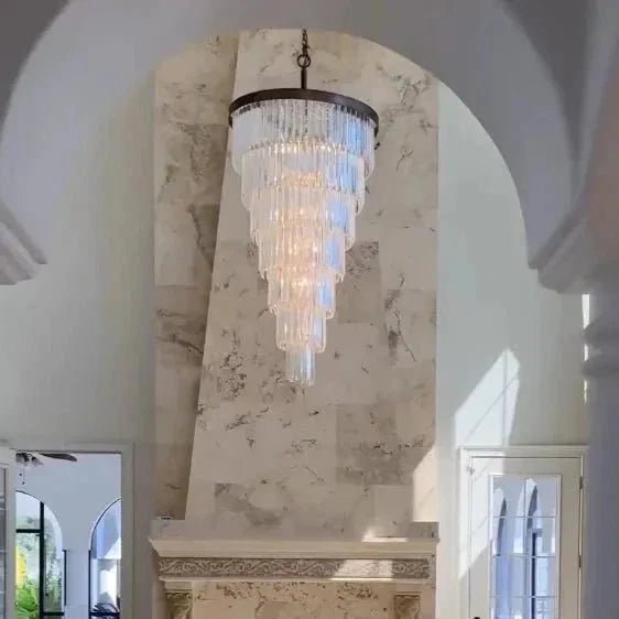 Extra Large 7-Tier Luxury Crystal Chandelier in Black/Coffee/Gold/Chrome Finish Color - Zelno Lighting