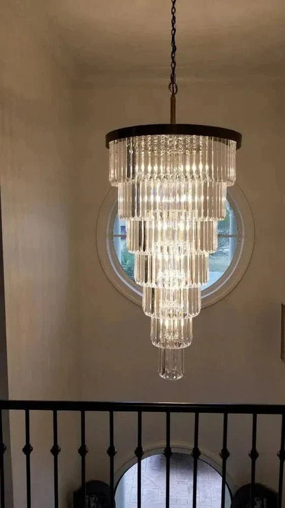 Extra Large 7-Tier Luxury Crystal Chandelier in Black/Coffee/Gold/Chrome Finish Color - Zelno Lighting