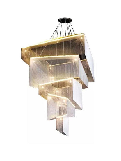 Extra Large Art Multi-tier Aluminum Chain Tassel Chandelier for High-Ceiling Room - Zelno Lighting