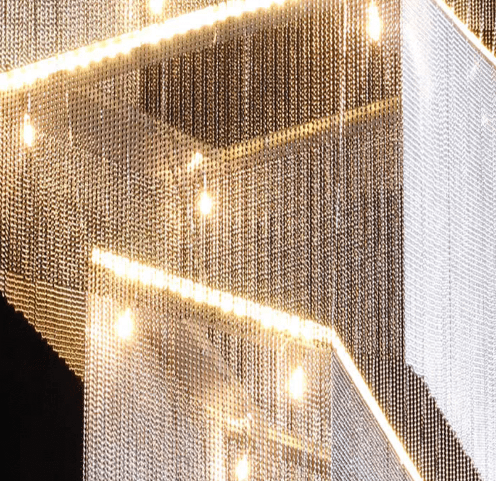 Extra Large Art Multi-tier Aluminum Chain Tassel Chandelier for High-Ceiling Room - Zelno Lighting