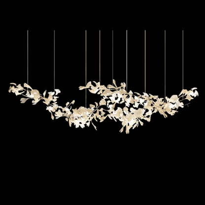 Extra Large Ceramic White Flower Chandelier in Artistic Branch Style for Spacious Living and Dining Room - Zelno Lighting