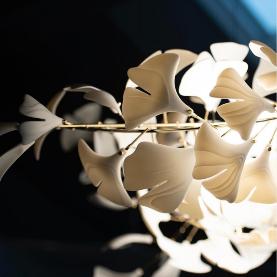 Extra Large Ceramic White Flower Chandelier in Artistic Branch Style for Spacious Living and Dining Room - Zelno Lighting