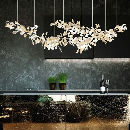 Extra Large Ceramic White Flower Chandelier in Artistic Branch Style for Spacious Living and Dining Room - Zelno Lighting
