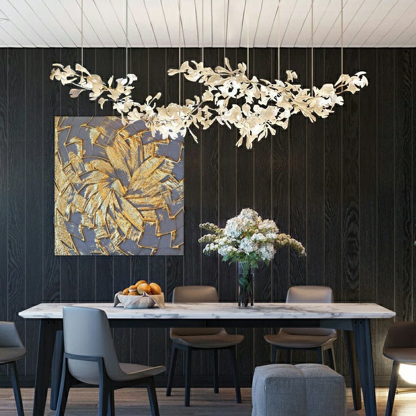 Extra Large Ceramic White Flower Chandelier in Artistic Branch Style for Spacious Living and Dining Room - Zelno Lighting
