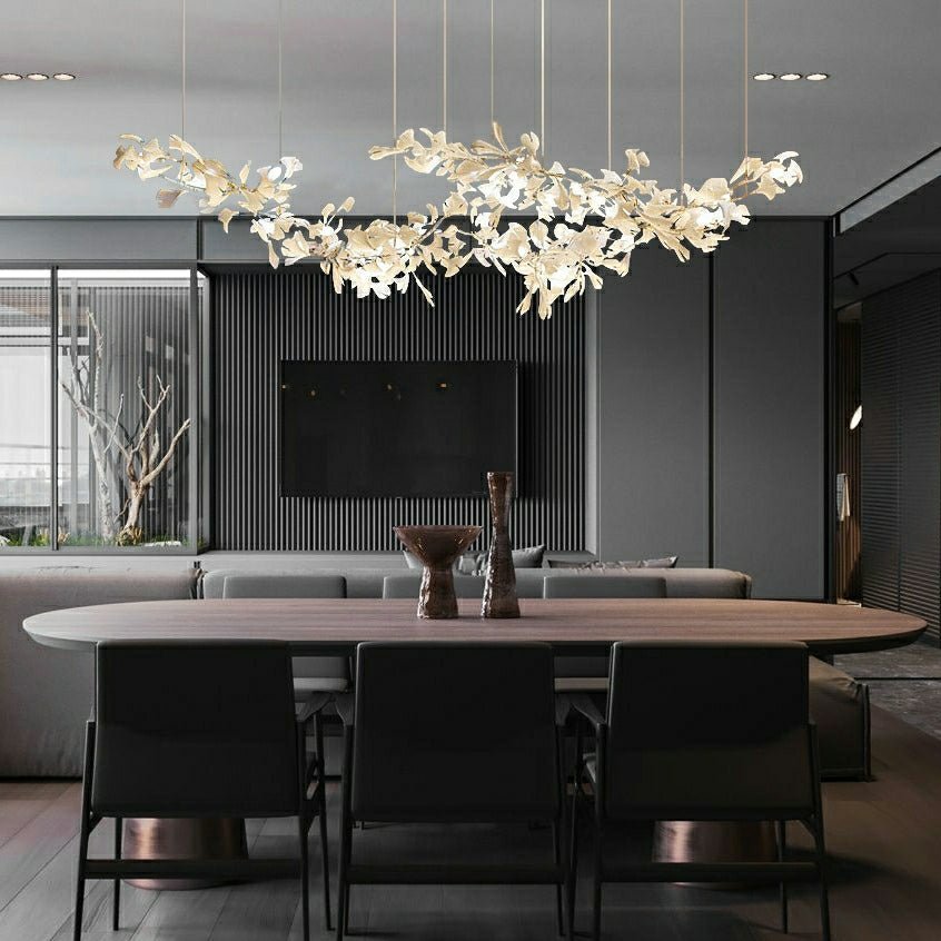 Extra Large Ceramic White Flower Chandelier in Artistic Branch Style for Spacious Living and Dining Room - Zelno Lighting