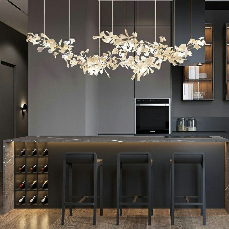 Extra Large Ceramic White Flower Chandelier in Artistic Branch Style for Spacious Living and Dining Room - Zelno Lighting