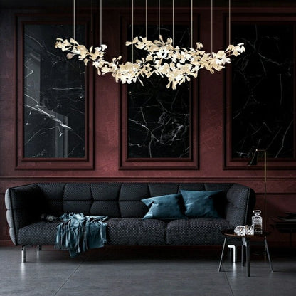 Extra Large Ceramic White Flower Chandelier in Artistic Branch Style for Spacious Living and Dining Room - Zelno Lighting