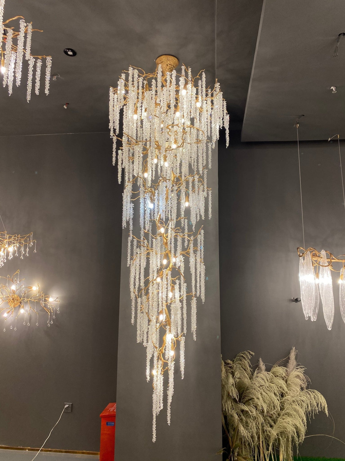 Extra Large Crystal Icicle Chandelier in Tree Branch Design for Grand Staircases and Hallways - Zelno Lighting