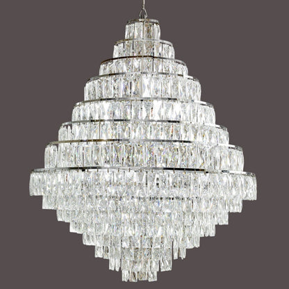 Extra Large Decorative Crystal Chandelier Foyer Hall Ceiling Light Fixture For Staircase In Gold/ Chrome - zelnolighting