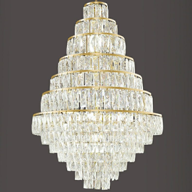 Extra Large Decorative Crystal Chandelier Foyer Hall Ceiling Light Fixture For Staircase In Gold/ Chrome - zelnolighting