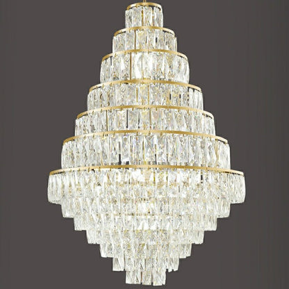 Extra Large Decorative Crystal Chandelier Foyer Hall Ceiling Light Fixture For Staircase In Gold/ Chrome - zelnolighting