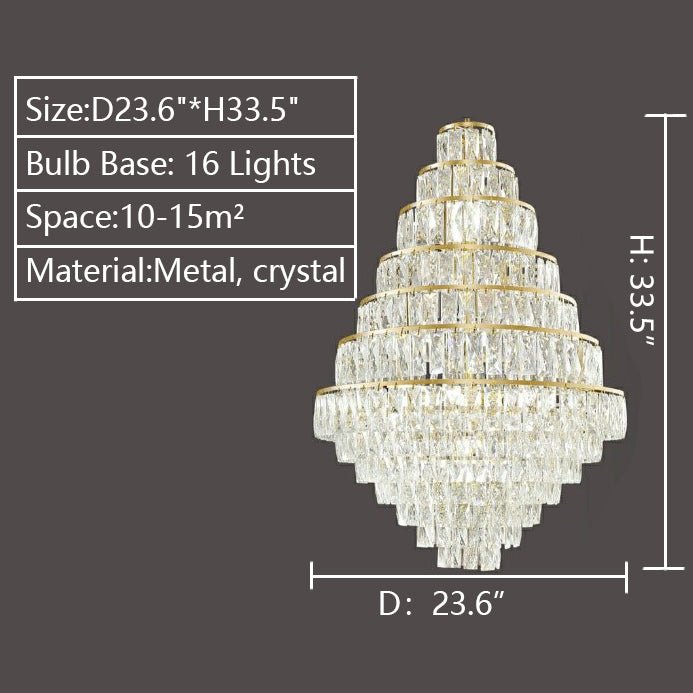 Extra Large Decorative Crystal Chandelier Foyer Hall Ceiling Light Fixture For Staircase In Gold/ Chrome - zelnolighting