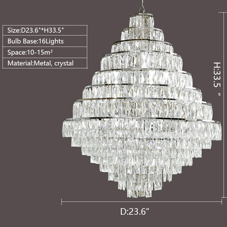 Extra Large Decorative Crystal Chandelier Foyer Hall Ceiling Light Fixture For Staircase In Gold/ Chrome - zelnolighting