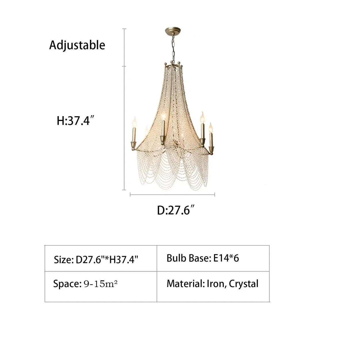 Extra Large European Crystal Beaded Chandelier Candle Light for Stairs / Duplex / Villa - Zelno Lighting