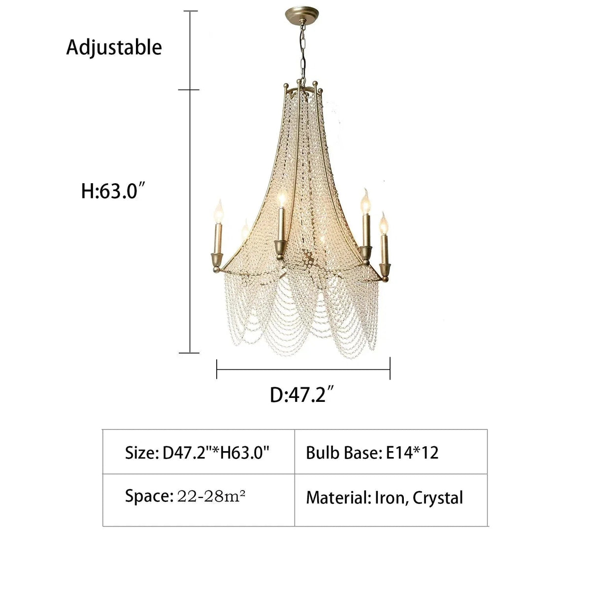 Extra Large European Crystal Beaded Chandelier Candle Light for Stairs / Duplex / Villa - Zelno Lighting