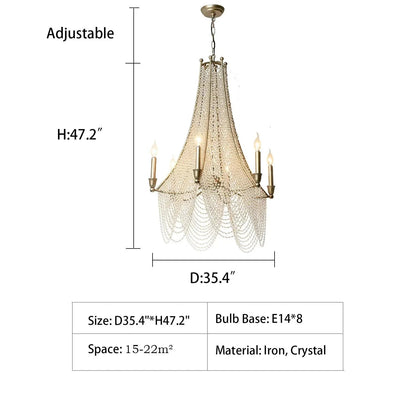 Extra Large European Crystal Beaded Chandelier Candle Light for Stairs / Duplex / Villa - Zelno Lighting