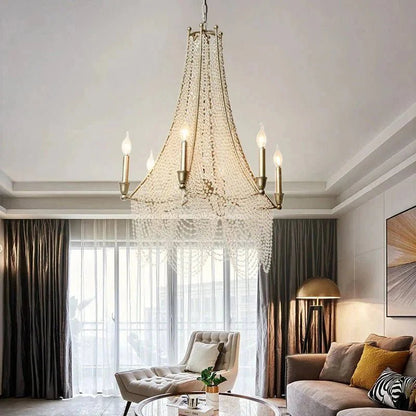 Extra Large European Crystal Beaded Chandelier Candle Light for Stairs / Duplex / Villa - Zelno Lighting