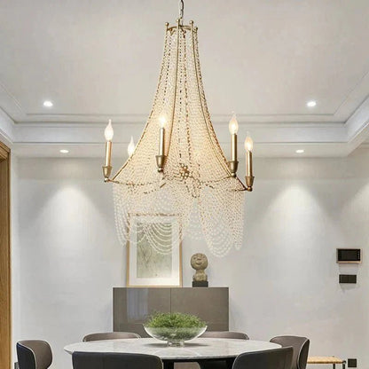 Extra Large European Crystal Beaded Chandelier Candle Light for Stairs / Duplex / Villa - Zelno Lighting