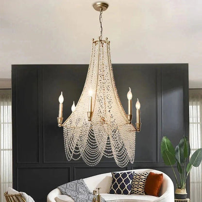 Extra Large European Crystal Beaded Chandelier Candle Light for Stairs / Duplex / Villa - Zelno Lighting