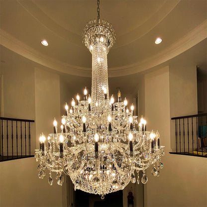 Extra Large European-style Multi-layers Candle Luxury Crystal Chandelier Gold Art Foyer/Staircase Decorative Light Fixture - Zelno Lighting