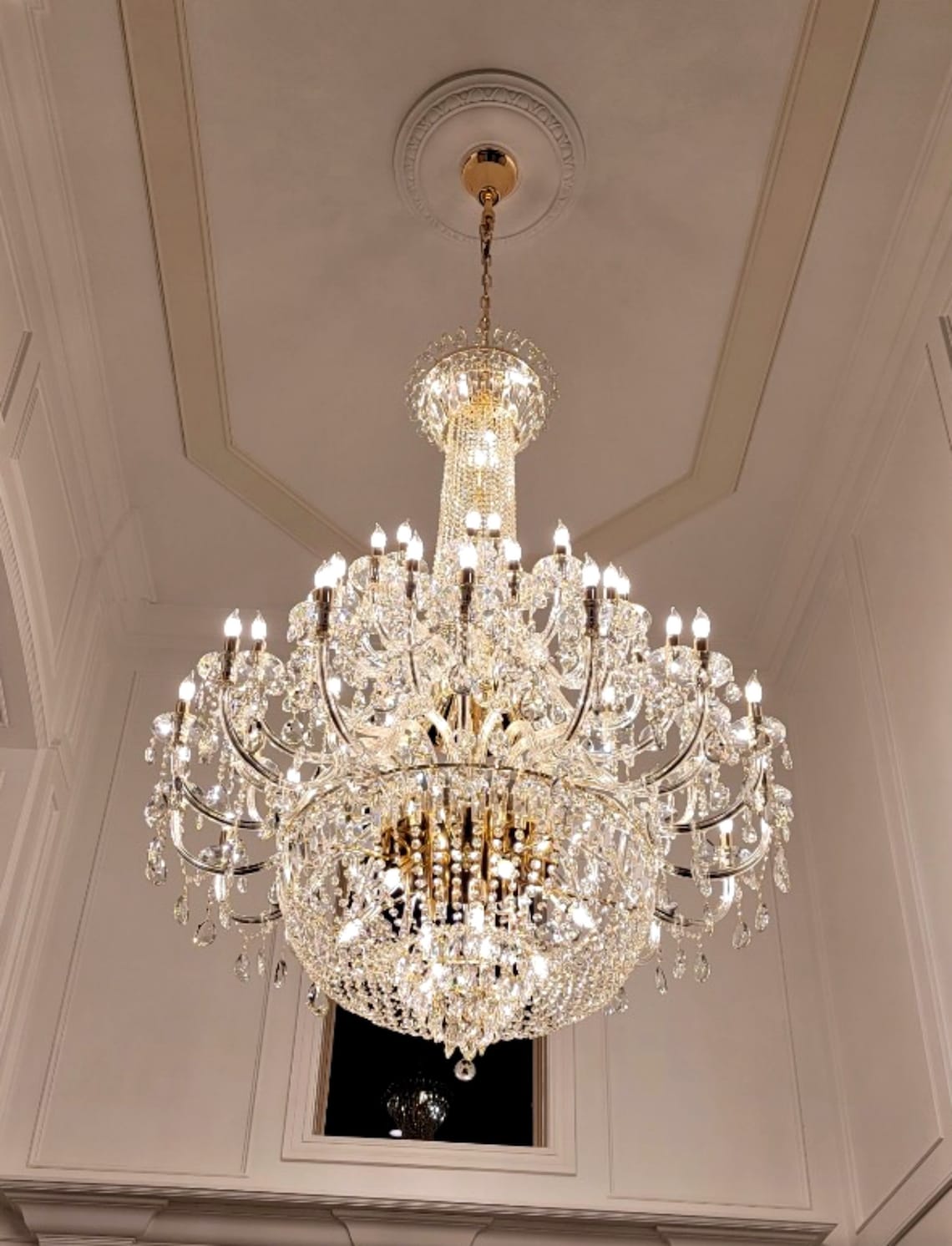Extra Large European-style Multi-layers Candle Luxury Crystal Chandelier Gold Art Foyer/Staircase Decorative Light Fixture - Zelno Lighting