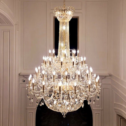 Extra Large European-style Multi-layers Candle Luxury Crystal Chandelier Gold Art Foyer/Staircase Decorative Light Fixture - Zelno Lighting