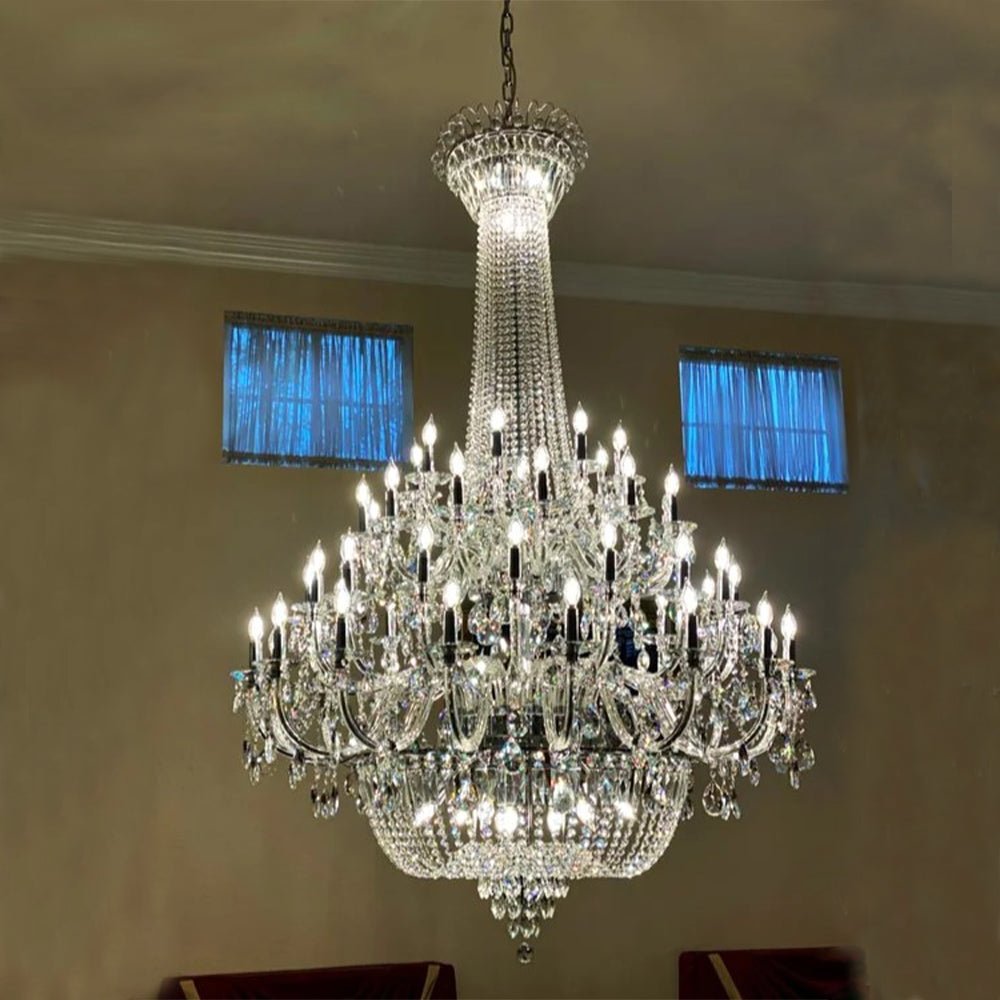 Extra Large European-style Multi-layers Candle Luxury Crystal Chandelier Gold Art Foyer/Staircase Decorative Light Fixture - Zelno Lighting
