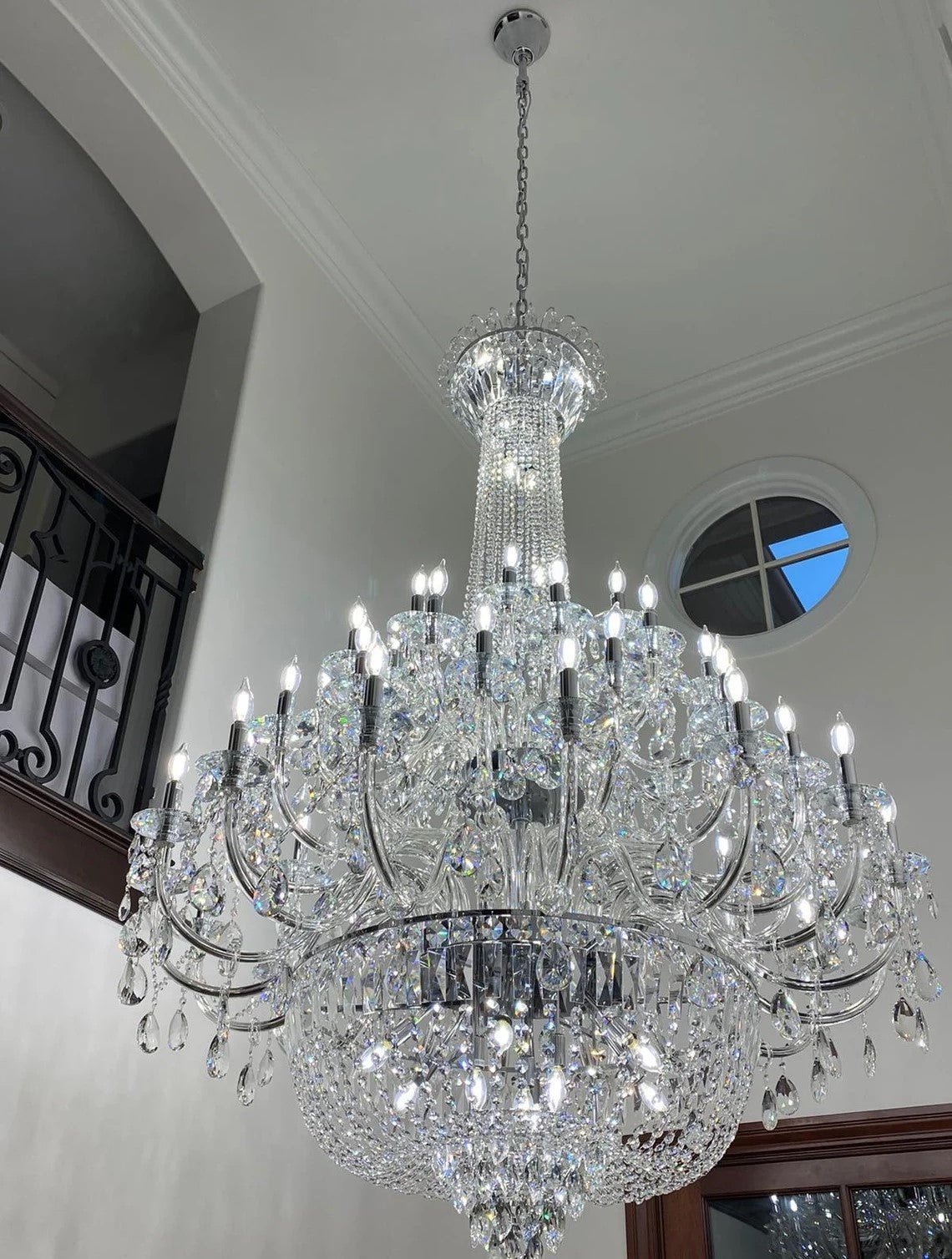 Extra Large European-style Multi-layers Candle Luxury Crystal Chandelier Gold Art Foyer/Staircase Decorative Light Fixture - Zelno Lighting