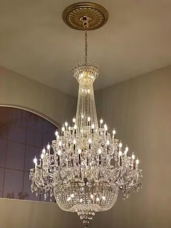 Extra Large European-style Multi-layers Candle Luxury Crystal Chandelier Gold Art Foyer/Staircase Decorative Light Fixture - Zelno Lighting