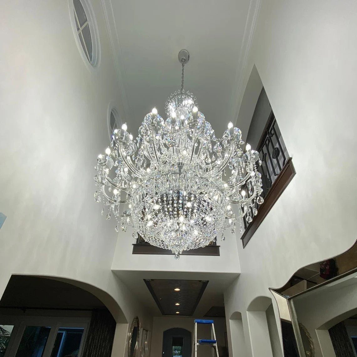 Extra Large European-style Multi-layers Candle Luxury Crystal Chandelier Gold Art Foyer/Staircase Decorative Light Fixture - Zelno Lighting