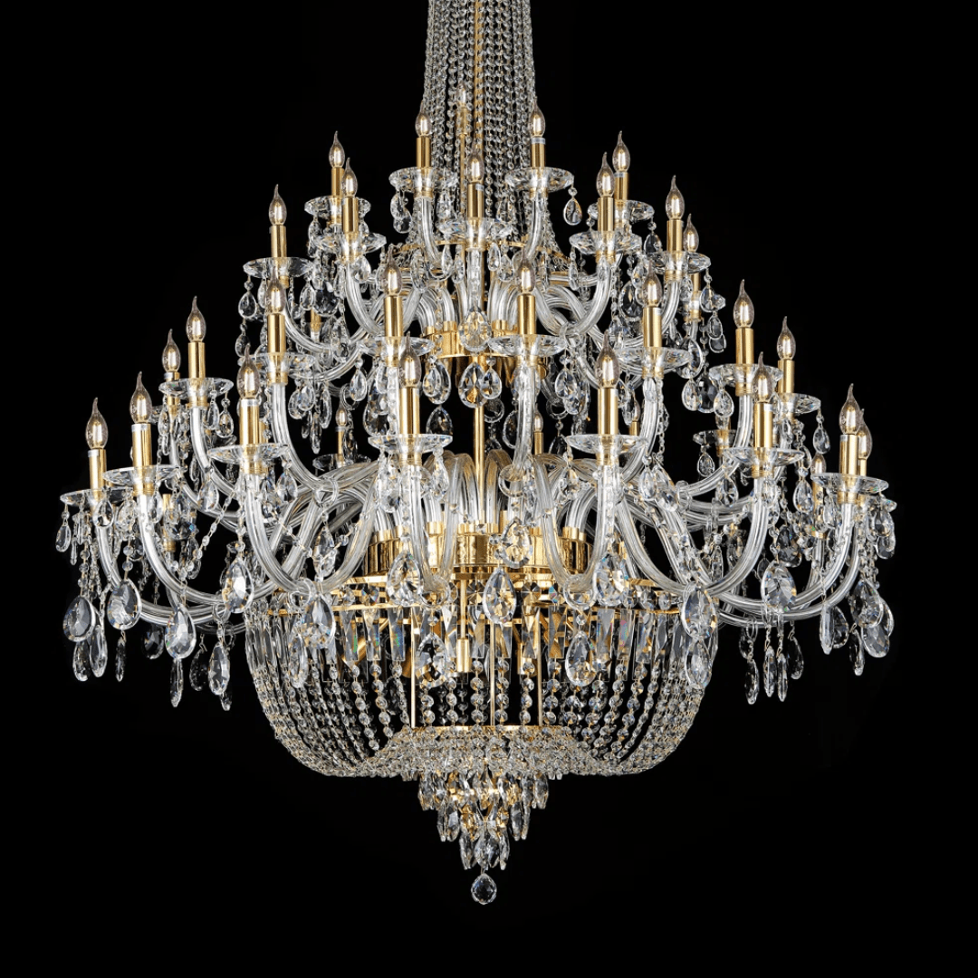 Extra Large European-style Multi-layers Candle Luxury Crystal Chandelier Gold Art Foyer/Staircase Decorative Light Fixture - Zelno Lighting