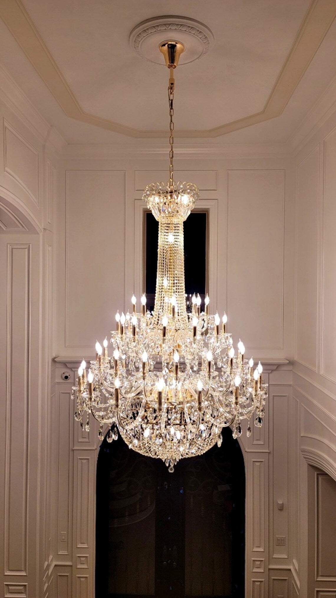 Extra Large European-style Multi-layers Candle Luxury Crystal Chandelier Gold Art Foyer/Staircase Decorative Light Fixture - Zelno Lighting