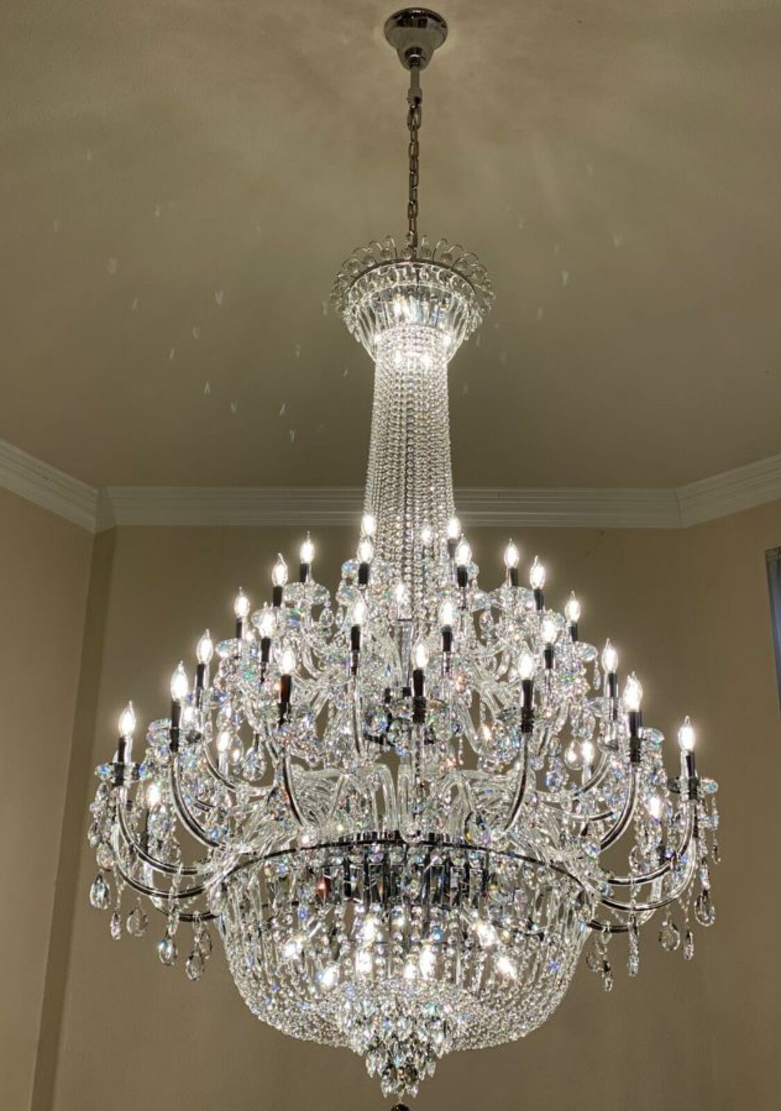 Extra Large European-style Multi-layers Candle Luxury Crystal Chandelier Gold Art Foyer/Staircase Decorative Light Fixture - Zelno Lighting
